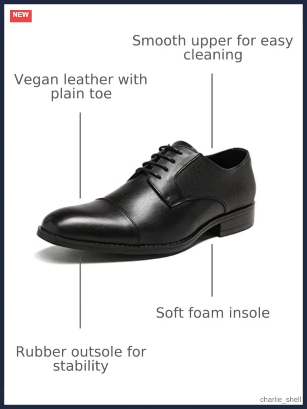 Mens Oxford Dress Shoes Vegan Leather Lace-Up Formal Business Wedding